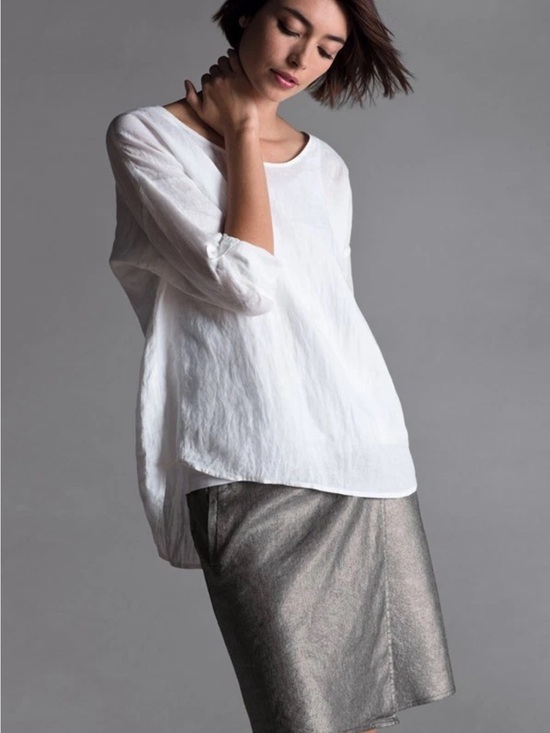 Eileen Fisher Dresses & Skirts - Eileen Fisher Silver A-Line glimmer linen Wrap Women’s mini Skirt